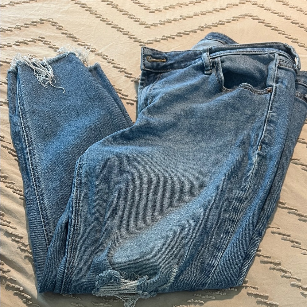 Old Navy Medium Blue Distressed Boyfriend Jeans